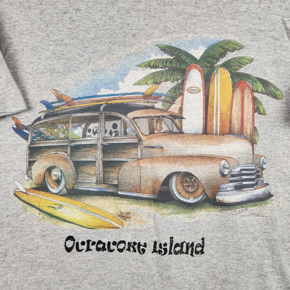 Ocracoke Island Shirt Mens Large Gray Surf Woody Car Beach Graphic Fleetmaster